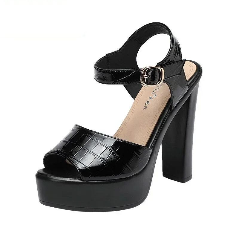 Casual Sandal Leather - Sandalias de cuero genuino de 10cm